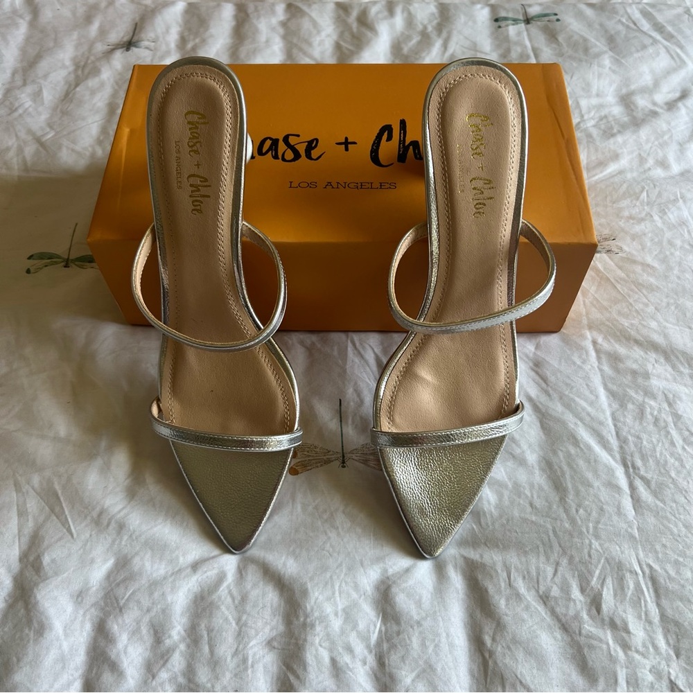 Chase + Chloe Silver Maribel kitten heels - Picture 5 of 8